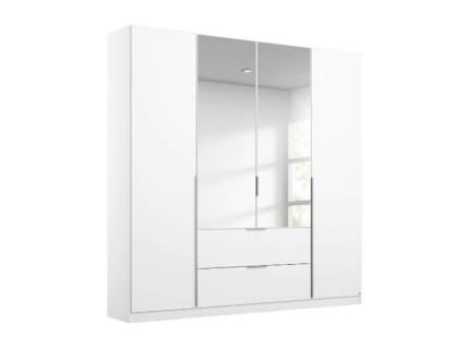 Dulap cu 4 usi cu balamale si 2 sertare MEMPHIS 181x210x54cm alb alpin/ oglinda