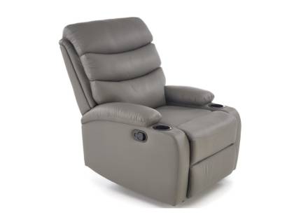 Fotoliu PERUS cu recliner, suport pentru pahare, ecopiele grey 80x100-168xH80-101cm
