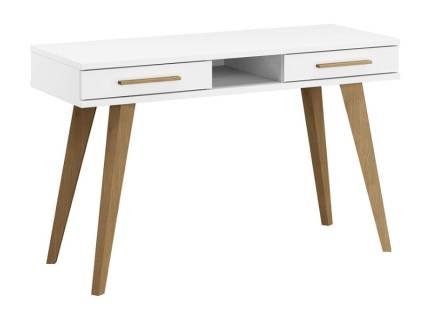 Birou cu 2 sertare CARLSSON 120x50xH75cm alb alpin/ stejar