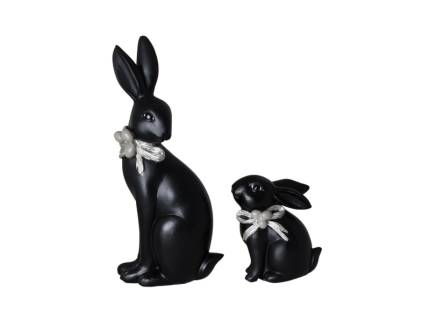 Set 2 iepurasi negru/ argintiu