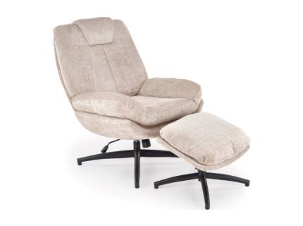 Fotoliu rotativ cu taburet DECLAN cu sistem de balasare, confortabil, material texil-plusat beige 75x42xH100cm