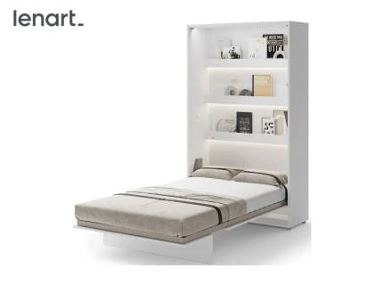 LENART BED CONCEPT BC-02 pat (120x200cm) rabatabil pe perete 131x46-228x218cm alb lucios