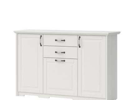 Comoda cu 3 usi si 2 sertare EVERGREEN 159x102x49cm ivory/ pin polar