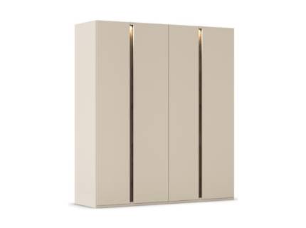 Dulap cu 4 usi cu balamale LUANA 201x223x61cm champagne/ cu manere integrate Atlantic Dark si sistem de iluminare