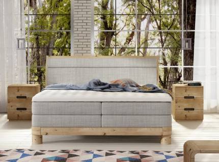 Pat Boxspring din lemn masiv DONNA 140/ 160/ 180cm personalizabil