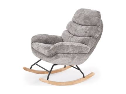 Fotoliu GIORGIO cu functie de balansare, material textil plusat grey, picioare nuanta lemnului + negru 75x108xH100cm