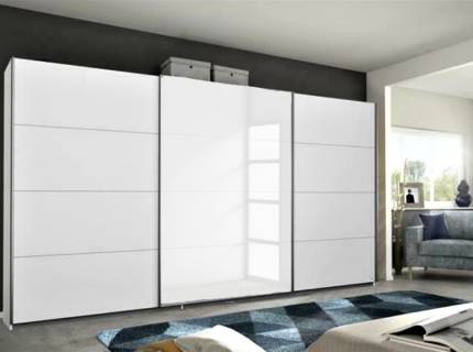 Dulap alb alpin/sticla alba 361x210x62cm KULMBACH