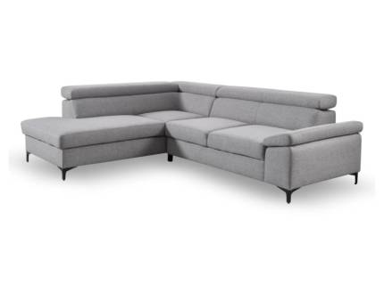 Coltar extensibil LONIGO cu lada pentru depozitare, tetiere reglabile, personalizabil 247x196cm