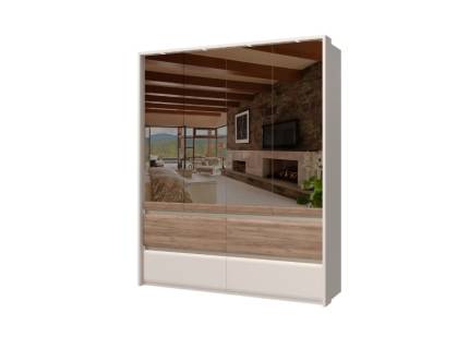 Dulap cu 4 usi si 4 sertare INVICTUS 187x226x60cm casmir/ stejar tabac