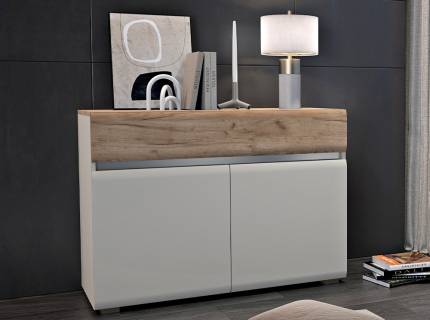 Comoda cu 2 usi si 1 sertar INVICTUS 118x86x45cm casmir/ stejar tabac 