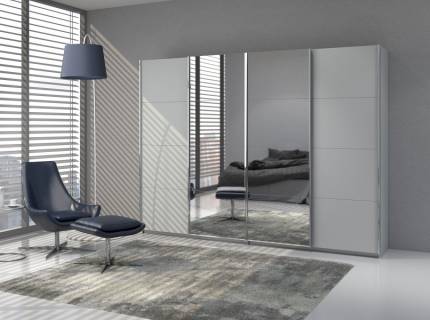 Dulap cu usi glisante SYNCRONO 271x230x62cm silk grey/ oglinda configurabil