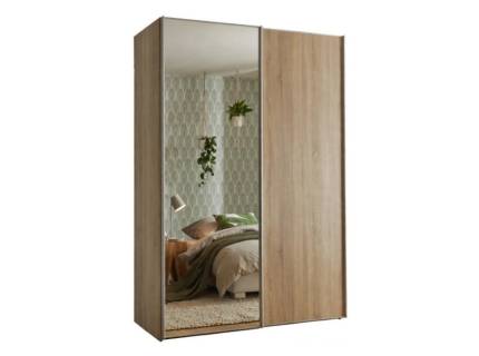 Dulap cu 2 usi glisante 225x200x68cm stejar Sonoma/ stejar Sonoma - oglinda, maner aluminiu model 02 SINFONIE PLUS 
