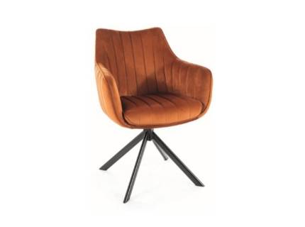 Scaun tapitat AZALIA VELVET rotativ, catifea cinnamon 61x58xH86cm, picioare negre