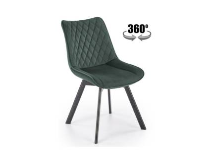 Scaun tapitat K520 rotativ, catifea green 46x47xH80cm, picioare negre