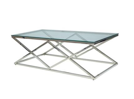 Masuta ZEGNA A din sticla transparenta, metal crom 120x60xH40cm