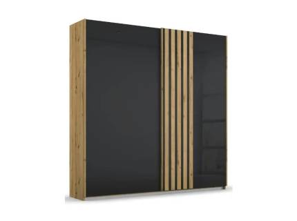 Dulap cu usi glisante MOSBACH 181x210x62cm stejar Artisan/ sticla basalt