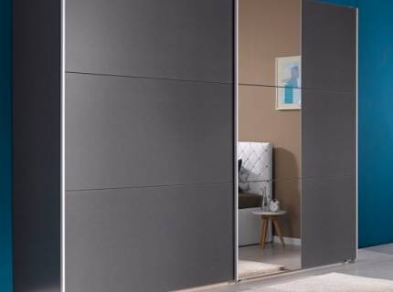 Dulap gri metalic/sticla alba 218x210x59cm KRONACH COLOR I