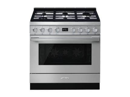 Masina de gatit mixta Smeg Portofino CPF9GPX, 90 cm, inox, 6 arzatoare, pirolitic