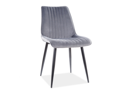Scaun tapitat KIM VELVET catifea grey 47x60xH88cm, picioare negre