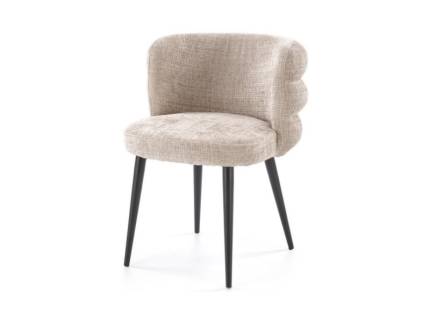 Scaun tapitat K575 material textil-plusat beige 62x64xH79cm, picioare negre 