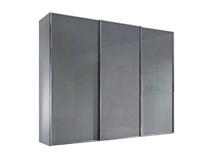 Dulap cu 3 usi glisante 249x222x68cm gri mat/ sticla gri maner crom, model 03 SINFONIE PLUS 