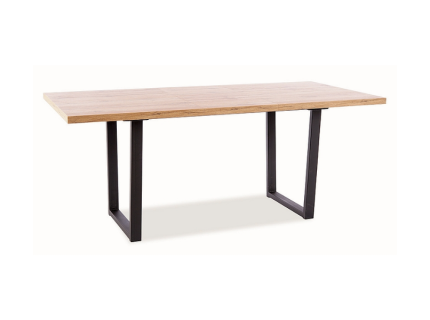 Masa extensibila VITO din MDF si furnir stejar Artisan, metal negru 140-180x85xH76cm