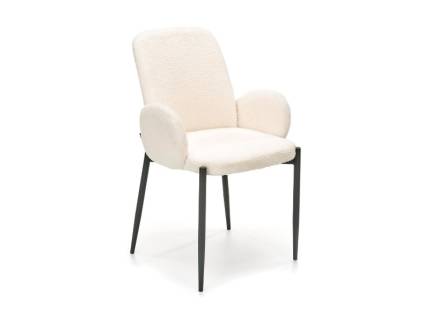 Scaun tapitat K477 material plusat cream 58x58xH89cm, picioare negre 