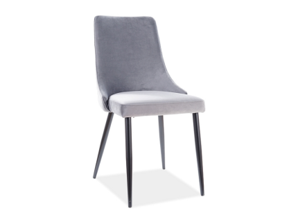 Scaun tapitat PIANO B VELVET catifea grey 47x59xH93cm, picioare negre