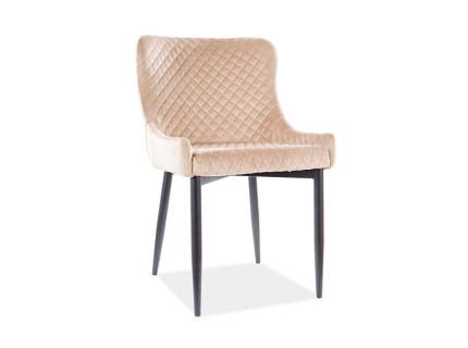 Scaun tapitat COLIN B VELVET catifea beige 52x61xH82cm, picioare negre