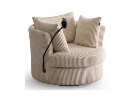 Fotoliu rotativ ROUND, suport pentru telefon, adaptor USB 