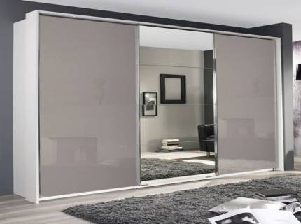 Dulap alb alpin/sticla fango-oglinda 361x229x62cm KULMBACH