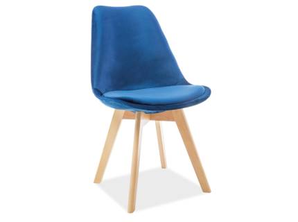 Scaun tapitat DIOR VELVET I design scandinav, catifea blue 52x48xH86cm, picioare fag