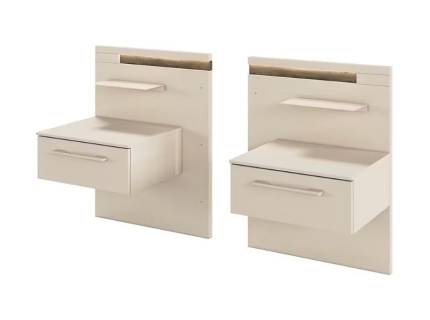 Set 2 noptiere cu 1 sertar LUANA 64x83x48cm champagne/ Atlantic Dark, tablii cu iluminare LED integrata 