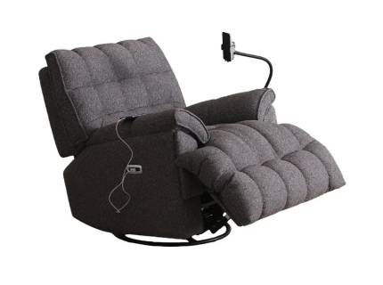 Fotoliu rotativ cu recliner electric RUBY TV cu functie de balansare, suport pentru telefon, adaptor USB 100x80cm 