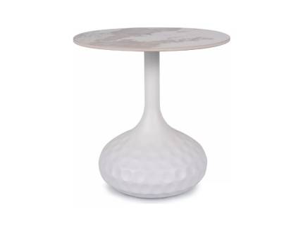 Masuta SALO B din ceramica cu efect de marmura alb lucios, metal alb mat 50xH49cm