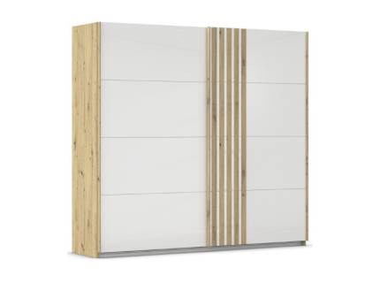 Dulap cu usi glisante MOSBACH 226x210x62cm stejar Artisan/ sticla alba