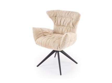 Scaun tapitat K595 rotativ, comfort, material textil beige 68x66xH88cm, picioare negre