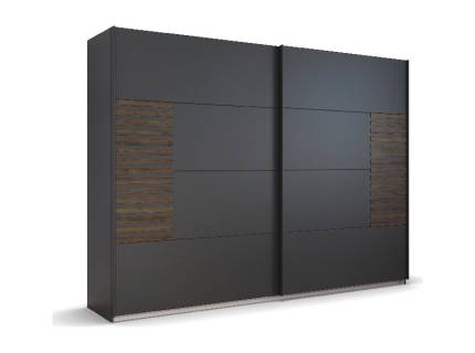 Dulap cu usi glisante BAREA 271x210x62cm gri metalic + stejar Atlantic dark, maner gri metalic