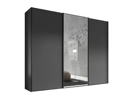 Dulap cu 3 usi glisante 280x240x68cm grafit mat/ oglinda, maner grafit model 2 SINFONIE PLUS