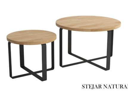 Set 2 masute KODO din PAL Egger, metal negru 41x41xH34cm / 60x60xH39cm