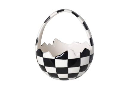 Cosulet mediu cu carouri alb/ negru din ceramica