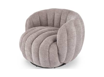 Fotoliu rotativ cozy cu design curbat FRASER material textil cappuccino 82x83xH65cm 
