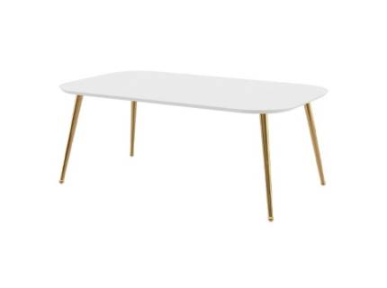 Masuta GALET 110x65x42cm alb mat, picioare aurii