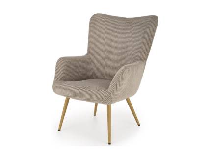 Fotoliu AMARO material plusat-raiat grey, picioare nuanta lemnului, design scandinav 70x80xH97cm 