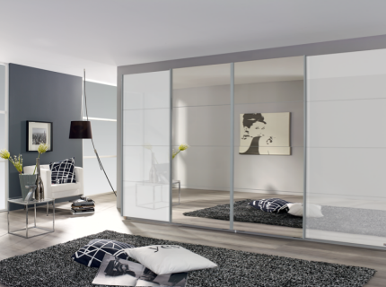 Dulap sticla alba/oglinda 361x230x62cm SYNCRONO