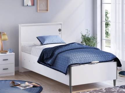 Pat cu lada si tablie (100x200cm) WHITE