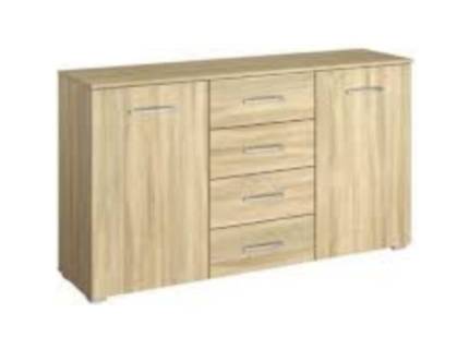 Comoda cu 2 usi si 4 sertare ADITIO 120x81x42cm stejar sonoma 