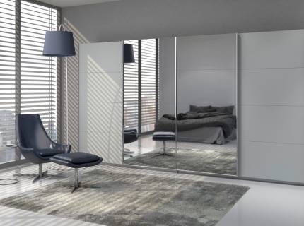 Dulap cu usi glisante SYNCRONO 361x230x62cm silk grey/ oglinda configurabil