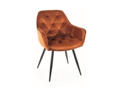 Scaun tapitat CHERRY VELVET catifea cinnamon 57x58xH87cm, picioare negre