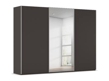 Dulap cu usi glisante TARO 301x223x69cm grafit/ oglinda, maner aluminiu